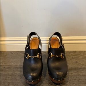 Black Leather Women’s Clogs